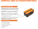 12v 200 AH 2.56Kwh Sinotec Lithium Battery LiFePO4