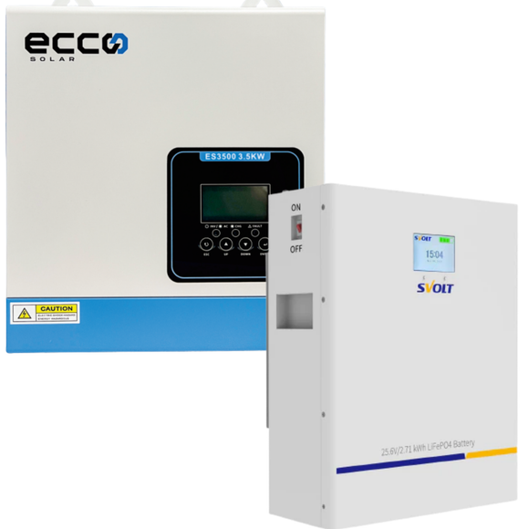 Ecco 3.5 KVA 3500 WATT MPPT 100A Svolt 106 AH 2.71 Lithium Combo Kit