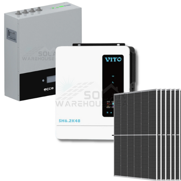 6.2Kva/6200W Mppt Combo 1 X 5.12 Kwh Ah Battery + 6X 450W Mono Solar Panels Inverter
