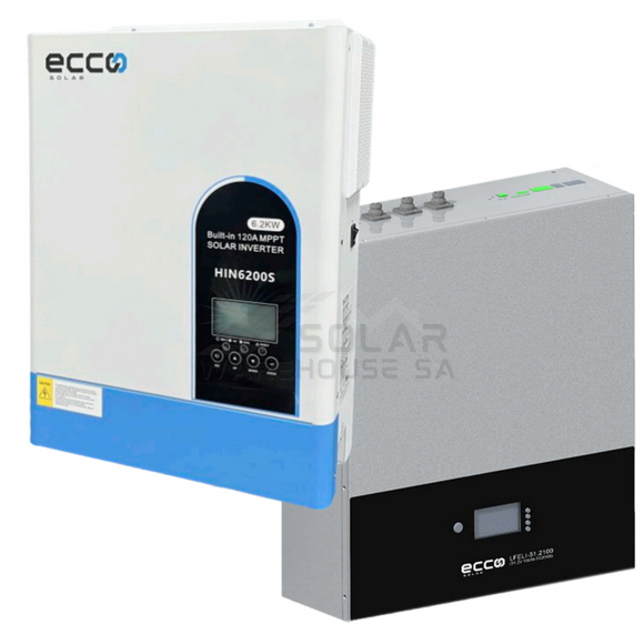 6.2Kva Ecco Pure Sine Wave Load Shedding Combo 6200 Watt 5.12Kwh Lithium Battery