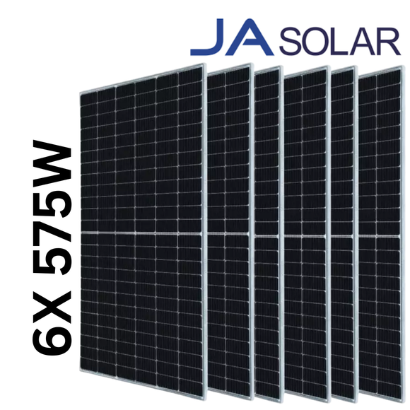 JA 575W Tier 1 Bifacial Mono Solar Panel (JAM66D42-575/MB) 6X PACK