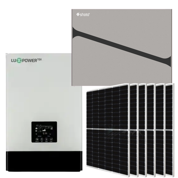 6KVA MPPT Luxpower Load Shedding Shoto 5.12 KWh Combo Backup Power Kit With 6x Solar 460W Solar Panels Mono