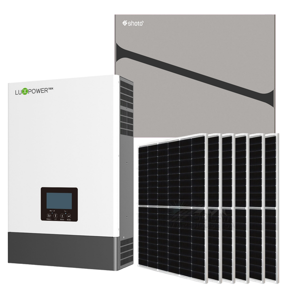 5KVA MPPT Luxpower Load Shedding Shoto 5.12 KWh Combo Backup Power Kit With 6x Solar 460W Solar Panels Mono