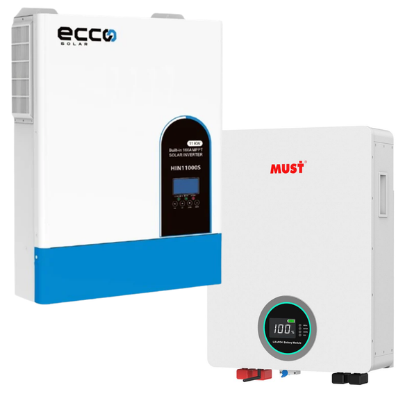 11KVA MPPT Pure Sine Wave Load shedding Combo Must 5.12 KWH AH Battery