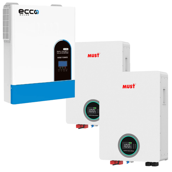 11KVA MPPT Pure Sine Wave Load shedding Combo 2 X Must 5.12 KWH AH Battery