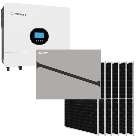 6KW MPPT Growatt Shoto 5.12 Lithium Battery Combo Backup Power Kit 6x Solar 460w Solar Panels Mono