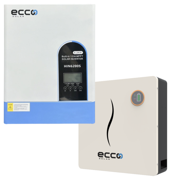 6.2KVA Ecco Pure Sine Wave Load shedding Combo 6200 Watt Ecco 5.12KWH Lithium Battery