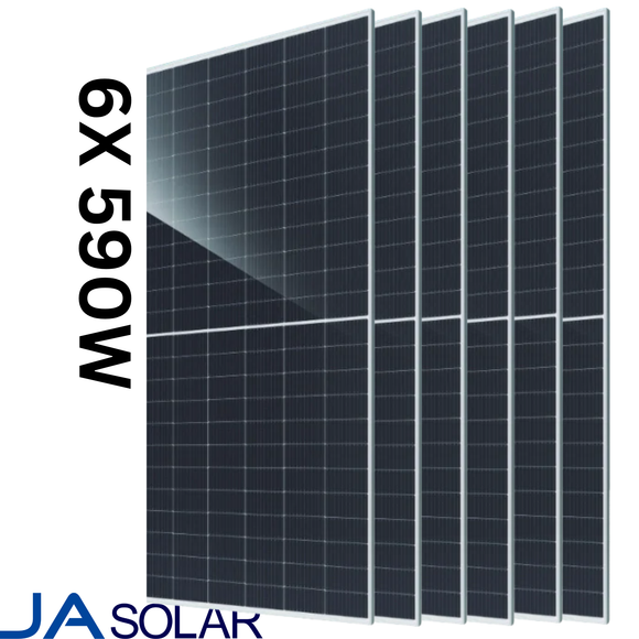 JA 590w Tier 1 Bifacial Mono Solar Panel (JAM72D40-590/MB) (6X PACK)