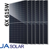 JA 615W Tier 1 Bifacial Mono Solar Panel (JAM66D45-615/LB) (6X PACK) - Solar Warehouse SA