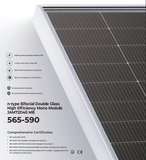 JA 590w Tier 1 Bifacial Mono Solar Panel (JAM72D40-590/MB) (6X PACK)