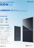 JA 625W Tier 1 Bifacial Mono Solar Panel Black Frame (JAM66D45-625/LB) 6X PACK