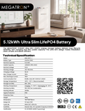 Megatron 51.2v 100AH 5.12Kwh Slim Lithium Battery