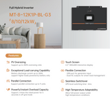 Megatron Hybrid Inverter 48v 12KW MPPT Inverter Pure Sine Wave Single Phase MT-12K1P-BL-G3