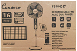 Condere 16" Solar Rechargeable Stand Fan FS40-D17 - Solar Warehouse SA