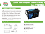 12.8v 100ah 1.28Kwh Ingle Lithium Battery