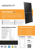 Megatron 560w Tier 1 Mono Solar Panel HZS-560W  (6X PACK)