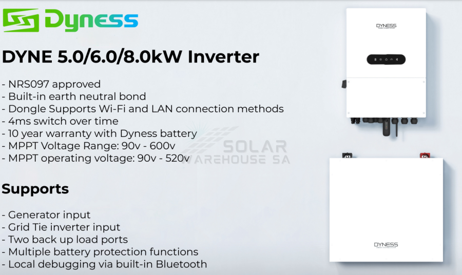 Dyness 8KW Single Phase LV Hybrid Inverter– Solar Warehouse SA
