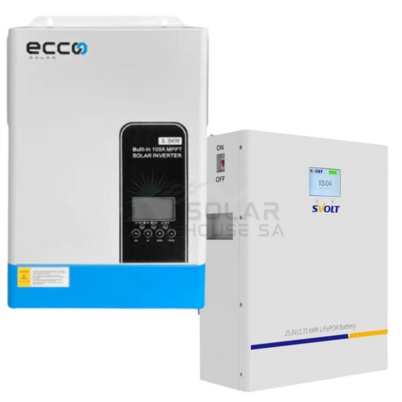 Ecco 3.5 Kva 3500 Watt Mppt 100A Svolt 106 Ah 2.71 Lithium Combo Kit