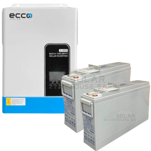Ecco 3.5Kva / 3500W Mppt 100A Pure Sine Wave 3500 Watt 2 X 200Ah Gel Batteries Load Shedding Combo