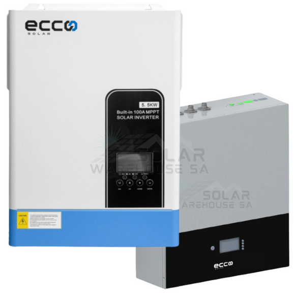 Ecco 5.5 Kva Pure Sine Wave Load Shedding 5.12 Kwh Wall Mount Lithium Battery Combo