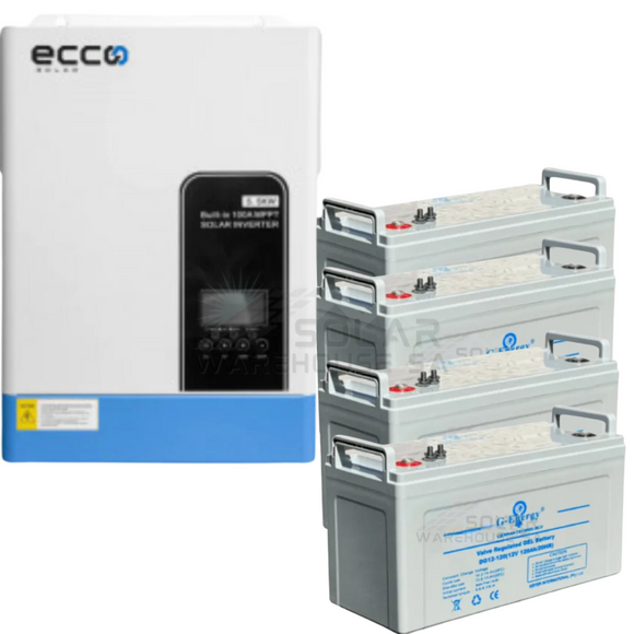 Ecco 5.5 Kva Pure Sine Wave Load Shedding Combo 5500 Watt 4 X 120 Ah Gel Battery