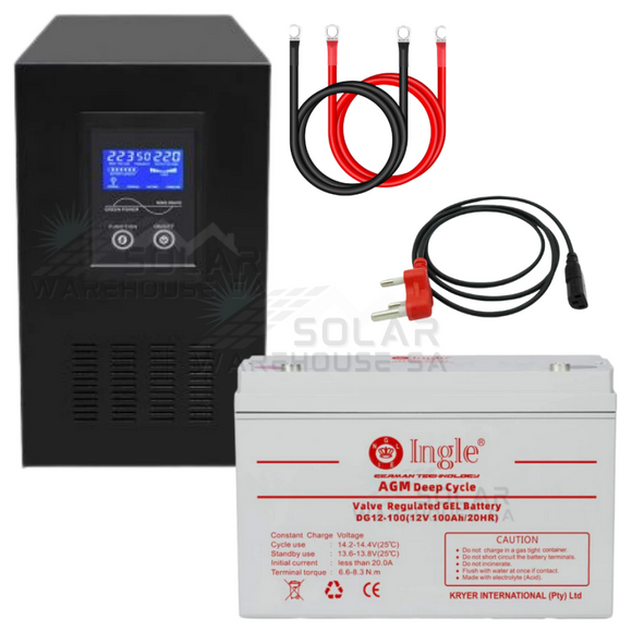 Ecco Pure Sine Wave Budget Combo 1500 Watt Hybrid Inverter 100 Ah Agm Battery