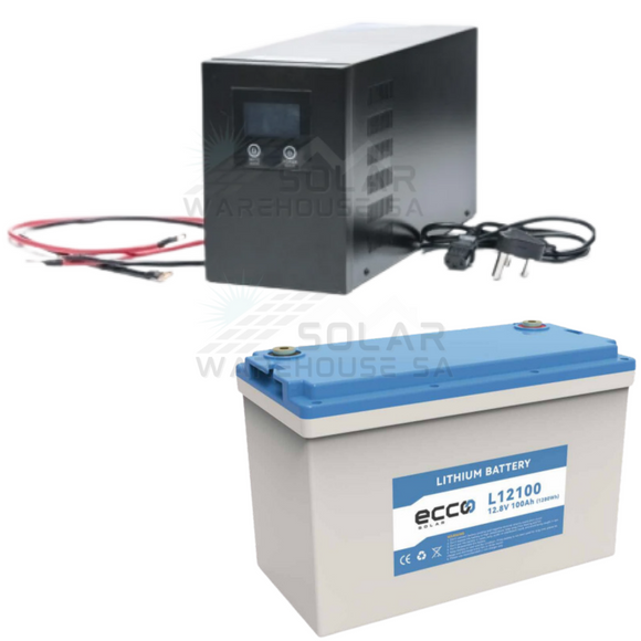 Ecco Pure Sine Wave Lithium Battery Loadshedding Budget Combo 1500 Watt Hybrid Inverter 100 Ah
