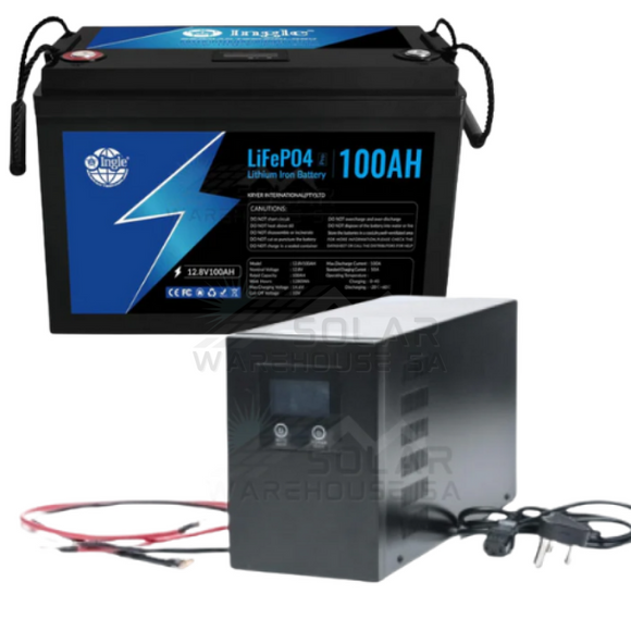 Ecco Pure Sine Wave Lithium Battery Loadshedding Budget Combo 2000 Watt Hybrid Inverter 100 AH Lithium Battery
