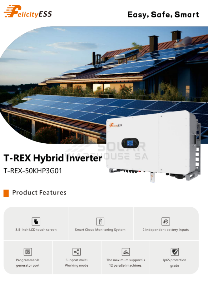 Felicity 50KW 3 Phase Hybrid Inverter High Voltage T-REX-50KHP3G01 ...