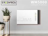 Greenrich (7500W/4960Wh) 4.95Kwh Wm5000 Lithium Battery Wall Mount