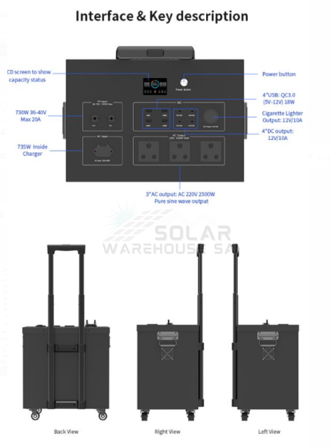 6200VA / 6200W Solar Ready Hybrid Inverter Trolley 5.09 KWh A-Grade Lithium  Battery