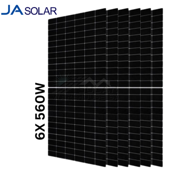 JA 560W Tier 1 MBB Half-Cell Module Mono Solar Panel (6X PACK)