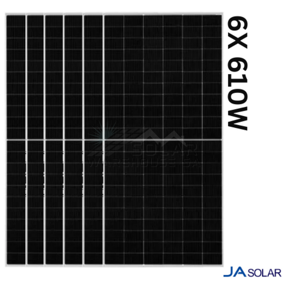JA 610w Tier 1 Bifacial Mono Solar Panel (JAM66D45-610/LB) 6X PACK
