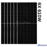JA 610w Tier 1 Bifacial Mono Solar Panel (JAM66D45-610/LB) 6X PACK