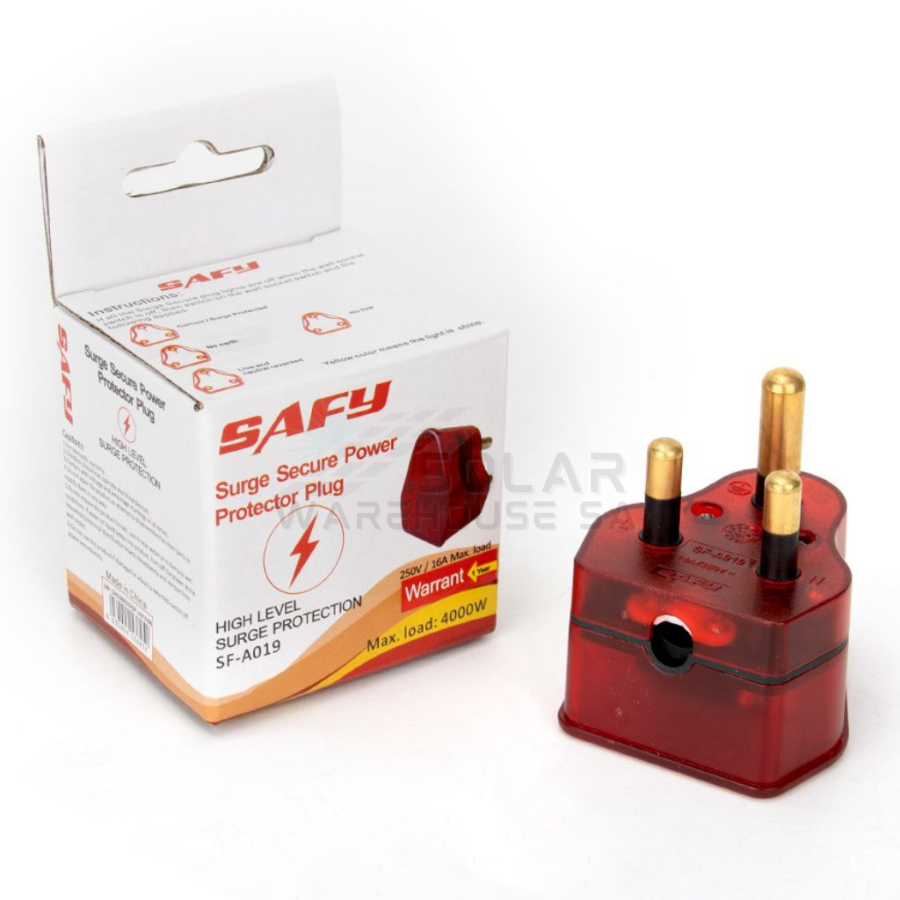 Safy Surge Secure Power Protector Plug SF-A019– Solar Warehouse SA