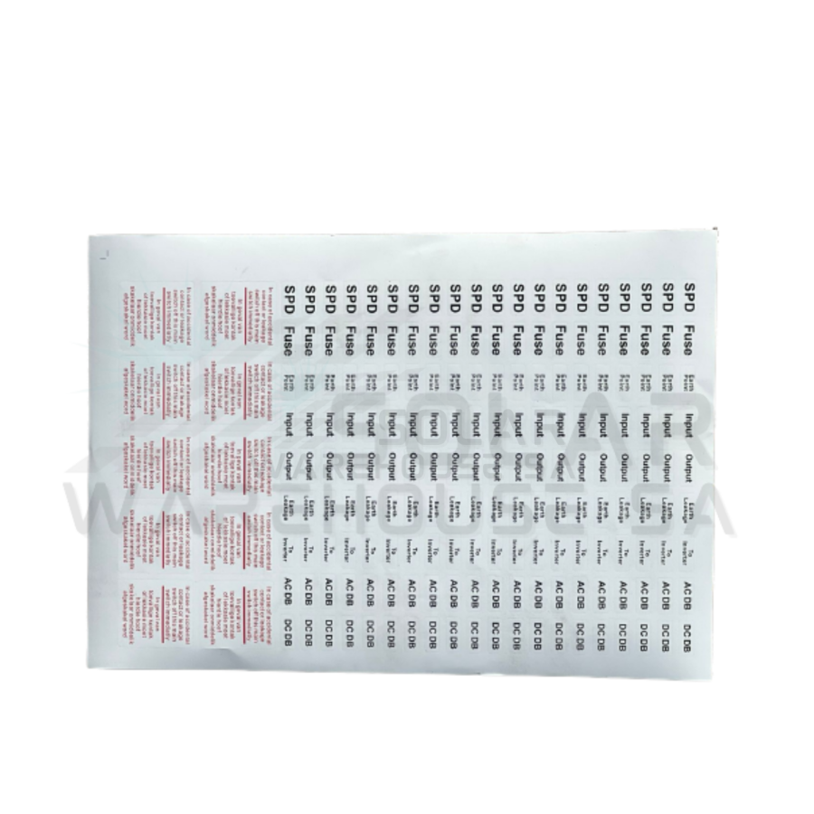 Solar Installation Stickers / Labels | Solar Warehouse SA