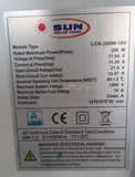 Sun Solar 200W Mono Panel Lck-200W-18V