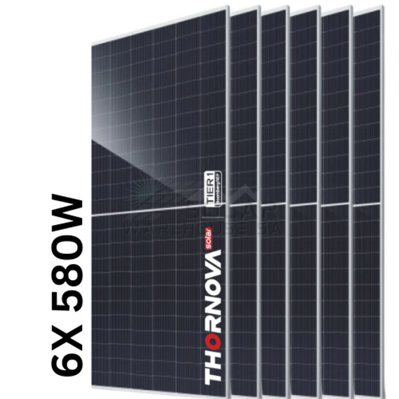 Thornova 580w Tier 1 Mono Solar Panel TS-SWT272(580) (6X PACK)